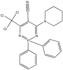 2,2-diphenyl-4-(1-piperidinyl)-6-(trichloromethyl)-1,3,2lambda~5~-diazaphosphinine-5-carbonitrile 化学構造式