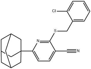 6-(1-adamantyl)-2-[(2-chlorobenzyl)sulfanyl]nicotinonitrile 结构式