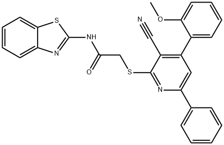 N-(1,3-benzothiazol-2-yl)-2-{[3-cyano-4-(2-methoxyphenyl)-6-phenyl-2-pyridinyl]sulfanyl}acetamide Structure