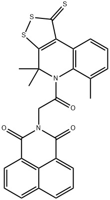 2-[2-oxo-2-(4,4,6-trimethyl-1-thioxo-1,4-dihydro-5H-[1,2]dithiolo[3,4-c]quinolin-5-yl)ethyl]-1H-benzo[de]isoquinoline-1,3(2H)-dione 化学構造式