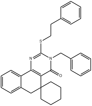 3-benzyl-2-[(2-phenylethyl)sulfanyl]-5,6-dihydrospiro(benzo[h]quinazoline-5,1