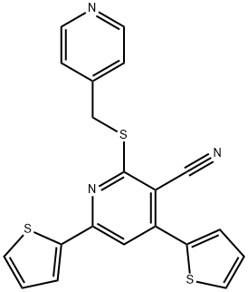 2-[(4-pyridinylmethyl)sulfanyl]-4,6-di(2-thienyl)nicotinonitrile Struktur