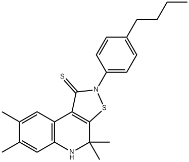 2-(4-butylphenyl)-4,4,7,8-tetramethyl-4,5-dihydroisothiazolo[5,4-c]quinoline-1(2H)-thione,328069-29-0,结构式