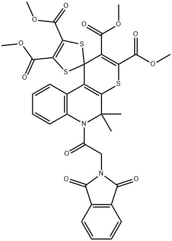 tetramethyl 5',5'-dimethyl-6'-[(1,3-dioxo-1,3-dihydro-2H-isoindol-2-yl)acetyl]-5',6'-dihydrospiro(1,3-dithiole-2,1'-[1'H]-thiopyrano[2,3-c]quinoline)-2',3',4,5-tetracarboxylate 结构式
