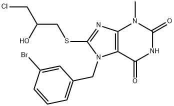 7-(3-bromobenzyl)-8-[(3-chloro-2-hydroxypropyl)sulfanyl]-3-methyl-3,7-dihydro-1H-purine-2,6-dione,328070-78-6,结构式