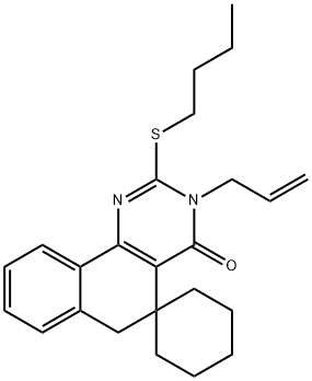 3-allyl-2-(butylsulfanyl)-5,6-dihydrospiro(benzo[h]quinazoline-5,1'-cyclohexane)-4(3H)-one,328070-87-7,结构式