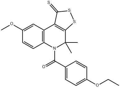 5-(4-ethoxybenzoyl)-8-methoxy-4,4-dimethyl-4,5-dihydro-1H-[1,2]dithiolo[3,4-c]quinoline-1-thione Structure