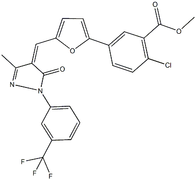 328076-05-7 methyl 2-chloro-5-[5-({3-methyl-5-oxo-1-[3-(trifluoromethyl)phenyl]-1,5-dihydro-4H-pyrazol-4-ylidene}methyl)-2-furyl]benzoate