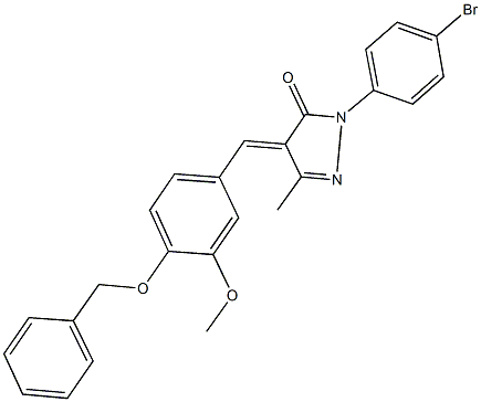 4-[4-(benzyloxy)-3-methoxybenzylidene]-2-(4-bromophenyl)-5-methyl-2,4-dihydro-3H-pyrazol-3-one Struktur