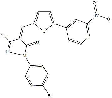 2-(4-bromophenyl)-4-[(5-{3-nitrophenyl}-2-furyl)methylene]-5-methyl-2,4-dihydro-3H-pyrazol-3-one Structure