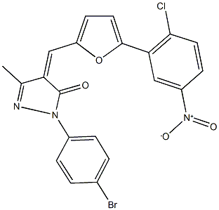 2-(4-bromophenyl)-4-[(5-{2-chloro-5-nitrophenyl}-2-furyl)methylene]-5-methyl-2,4-dihydro-3H-pyrazol-3-one Structure