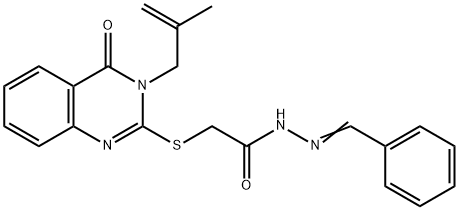 N'-benzylidene-2-{[3-(2-methyl-2-propenyl)-4-oxo-3,4-dihydro-2-quinazolinyl]sulfanyl}acetohydrazide 化学構造式