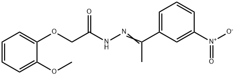 N'-(1-{3-nitrophenyl}ethylidene)-2-(2-methoxyphenoxy)acetohydrazide Structure