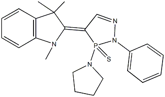 1,3,3-trimethyl-2-[2-phenyl-3-(1-pyrrolidinyl)-3-sulfido-2,3-dihydro-4H-1,2,3-diazaphosphol-4-ylidene]indoline 结构式