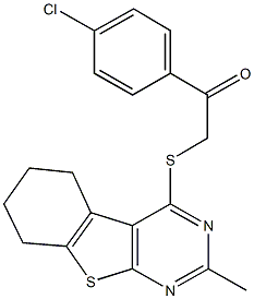 1-(4-chlorophenyl)-2-[(2-methyl-5,6,7,8-tetrahydro[1]benzothieno[2,3-d]pyrimidin-4-yl)sulfanyl]ethanone,328108-45-8,结构式
