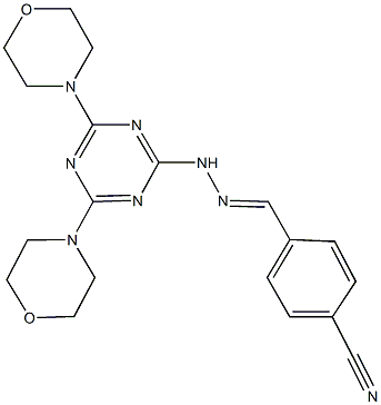 4-{2-[4,6-di(4-morpholinyl)-1,3,5-triazin-2-yl]carbohydrazonoyl}benzonitrile Struktur