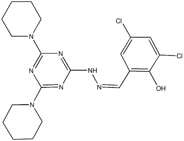 3,5-dichloro-2-hydroxybenzaldehyde [4,6-di(1-piperidinyl)-1,3,5-triazin-2-yl]hydrazone Structure