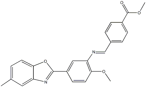 methyl 4-({[2-methoxy-5-(5-methyl-1,3-benzoxazol-2-yl)phenyl]imino}methyl)benzoate Structure