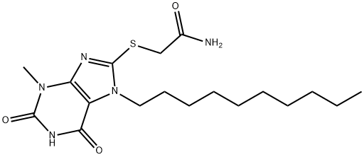 2-[(7-decyl-3-methyl-2,6-dioxo-2,3,6,7-tetrahydro-1H-purin-8-yl)sulfanyl]acetamide Struktur