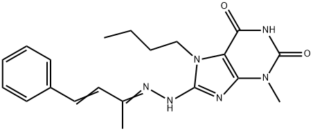 7-butyl-3-methyl-8-[2-(1-methyl-3-phenyl-2-propenylidene)hydrazino]-3,7-dihydro-1H-purine-2,6-dione Structure