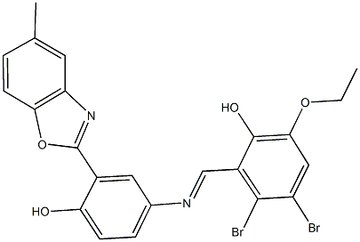 3,4-dibromo-6-ethoxy-2-({[4-hydroxy-3-(5-methyl-1,3-benzoxazol-2-yl)phenyl]imino}methyl)phenol,328120-02-1,结构式