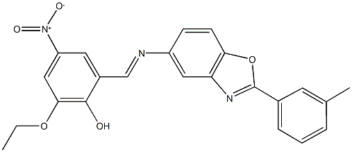 2-ethoxy-4-nitro-6-({[2-(3-methylphenyl)-1,3-benzoxazol-5-yl]imino}methyl)phenol Structure