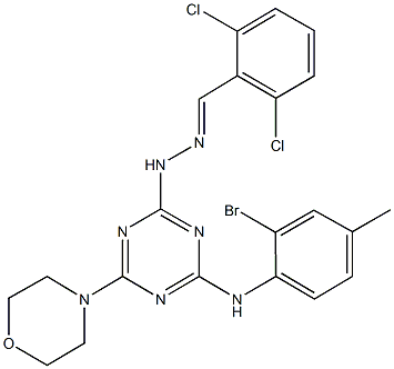 2,6-dichlorobenzaldehyde [4-(2-bromo-4-methylanilino)-6-(4-morpholinyl)-1,3,5-triazin-2-yl]hydrazone Struktur