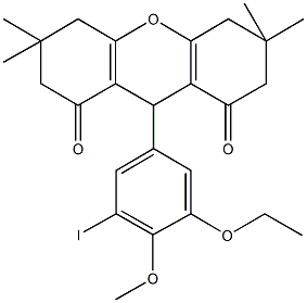 9-(3-ethoxy-5-iodo-4-methoxyphenyl)-3,3,6,6-tetramethyl-3,4,5,6,7,9-hexahydro-1H-xanthene-1,8(2H)-dione Structure