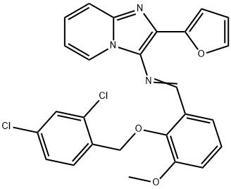 N-{2-[(2,4-dichlorobenzyl)oxy]-3-methoxybenzylidene}-N-[2-(2-furyl)imidazo[1,2-a]pyridin-3-yl]amine Structure