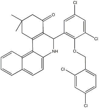 5-{3,5-dichloro-2-[(2,4-dichlorobenzyl)oxy]phenyl}-2,2-dimethyl-2,3,5,6-tetrahydrobenzo[a]phenanthridin-4(1H)-one Structure