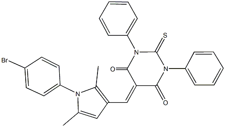 5-{[1-(4-bromophenyl)-2,5-dimethyl-1H-pyrrol-3-yl]methylene}-1,3-diphenyl-2-thioxodihydro-4,6(1H,5H)-pyrimidinedione,328246-58-8,结构式