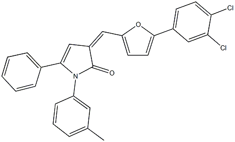 3-{[5-(3,4-dichlorophenyl)-2-furyl]methylene}-1-(3-methylphenyl)-5-phenyl-1,3-dihydro-2H-pyrrol-2-one Structure