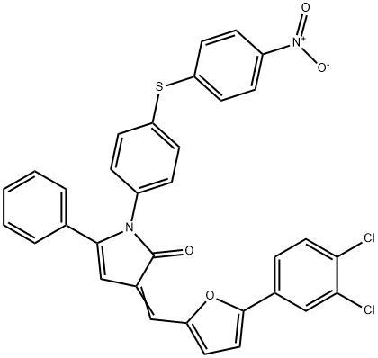 3-{[5-(3,4-dichlorophenyl)-2-furyl]methylene}-1-[4-({4-nitrophenyl}sulfanyl)phenyl]-5-phenyl-1,3-dihydro-2H-pyrrol-2-one Struktur