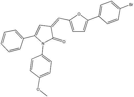 3-{[5-(4-bromophenyl)-2-furyl]methylene}-1-(4-methoxyphenyl)-5-phenyl-1,3-dihydro-2H-pyrrol-2-one 化学構造式