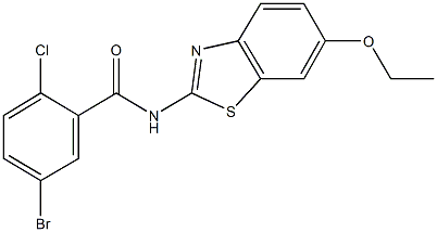 5-bromo-2-chloro-N-(6-ethoxy-1,3-benzothiazol-2-yl)benzamide 化学構造式