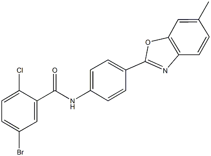 5-bromo-2-chloro-N-[4-(6-methyl-1,3-benzoxazol-2-yl)phenyl]benzamide Structure