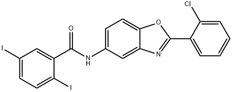 N-[2-(2-chlorophenyl)-1,3-benzoxazol-5-yl]-2,5-diiodobenzamide Structure