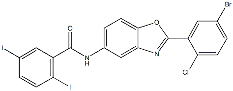 N-[2-(5-bromo-2-chlorophenyl)-1,3-benzoxazol-5-yl]-2,5-diiodobenzamide,328254-80-4,结构式