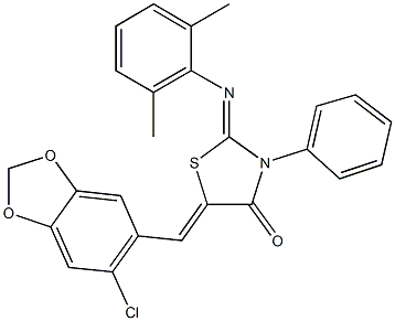 5-[(6-chloro-1,3-benzodioxol-5-yl)methylene]-2-[(2,6-dimethylphenyl)imino]-3-phenyl-1,3-thiazolidin-4-one,328266-61-1,结构式