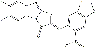 2-({6-nitro-1,3-benzodioxol-5-yl}methylene)-6,7-dimethyl[1,3]thiazolo[3,2-a]benzimidazol-3(2H)-one,328268-58-2,结构式