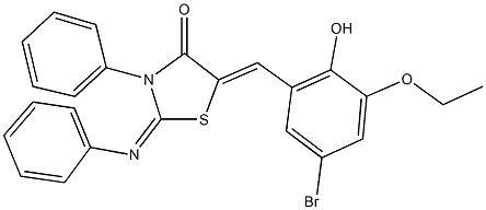 5-(5-bromo-3-ethoxy-2-hydroxybenzylidene)-3-phenyl-2-(phenylimino)-1,3-thiazolidin-4-one Structure