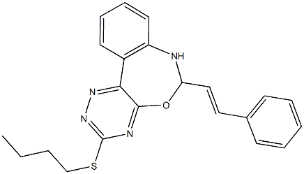 butyl 6-(2-phenylvinyl)-6,7-dihydro[1,2,4]triazino[5,6-d][3,1]benzoxazepin-3-yl sulfide,328271-68-7,结构式