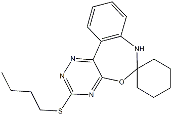 3'-(butylsulfanyl)-6',7'-dihydrospiro(cyclohexane-1,6'-[1,2,4]triazino[5,6-d][3,1]benzoxazepine),328271-71-2,结构式