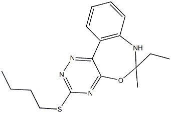 3-(butylsulfanyl)-6-ethyl-6-methyl-6,7-dihydro[1,2,4]triazino[5,6-d][3,1]benzoxazepine,328271-83-6,结构式