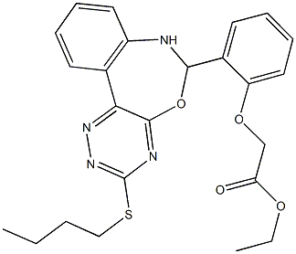 ethyl {2-[3-(butylsulfanyl)-6,7-dihydro[1,2,4]triazino[5,6-d][3,1]benzoxazepin-6-yl]phenoxy}acetate 化学構造式