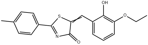 5-(3-ethoxy-2-hydroxybenzylidene)-2-(4-methylphenyl)-1,3-thiazol-4(5H)-one Structure
