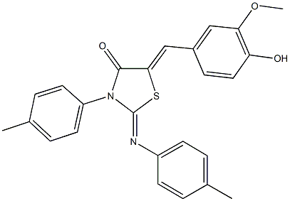 5-(4-hydroxy-3-methoxybenzylidene)-3-(4-methylphenyl)-2-[(4-methylphenyl)imino]-1,3-thiazolidin-4-one|