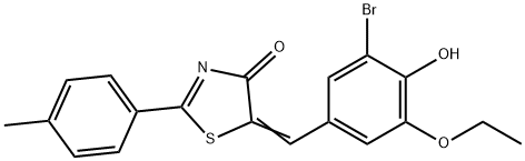 5-(3-bromo-5-ethoxy-4-hydroxybenzylidene)-2-(4-methylphenyl)-1,3-thiazol-4(5H)-one Structure