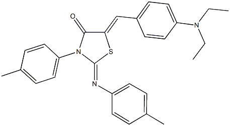 5-[4-(diethylamino)benzylidene]-3-(4-methylphenyl)-2-[(4-methylphenyl)imino]-1,3-thiazolidin-4-one 结构式