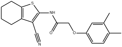 N-(3-cyano-4,5,6,7-tetrahydro-1-benzothien-2-yl)-2-(3,4-dimethylphenoxy)acetamide 化学構造式